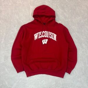 Genuine Stuff Wisconsin Badgers Hoodie Mens Large Red NCAA Sweatshirt 2550